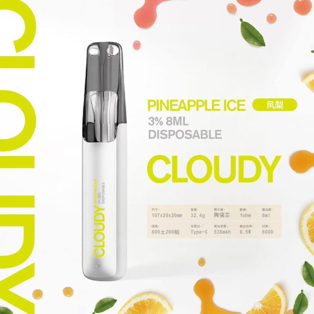 Cloudy 鴨嘴獸一次性-鳳梨 【Cloudy 鴨嘴獸一次性】陶瓷芯8ml 500mAh續航 16款爆款口味🔥